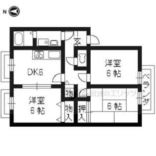 由福ハウス木幡B棟【101号室】の間取り
