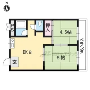 離宮リバーハイツ【2階】の間取り