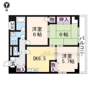 嵯峨西和【101号室】の間取り