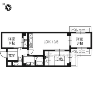ヴェルデ洛西【302号室】の間取り