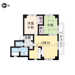 カーサ紫明【2-A号室】の間取り