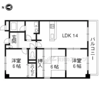 パレスサイドミヤビ【102号室】の間取り