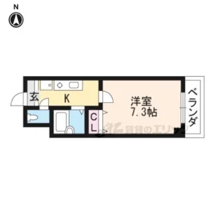 エリーフラッツ西洞院【6階】の間取り