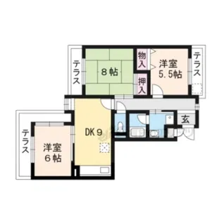 レワード桂【101号室】の間取り