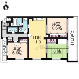 パインフィールド桂【203号室】の間取り