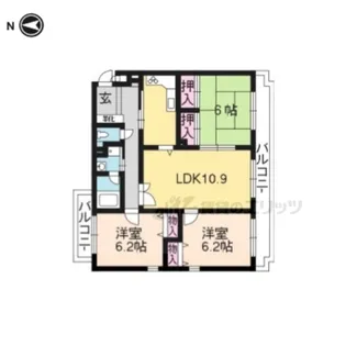 パインフィールド桂【201号室】の間取り