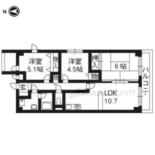 プロスペクト桂【206号室】の間取り