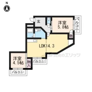 エバーグリーン嵐山【201号室】の間取り