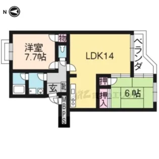 サングレール長岡京【202号室】の間取り