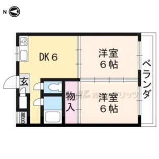 ヴィラアールヌーボー【202号室】の間取り