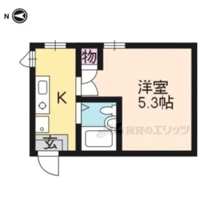 ベルハイツ西陣【203号室】の間取り