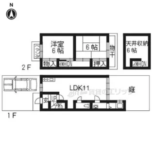 京都府京都市左京区北白川下池田町【テラスハウス】の間取り