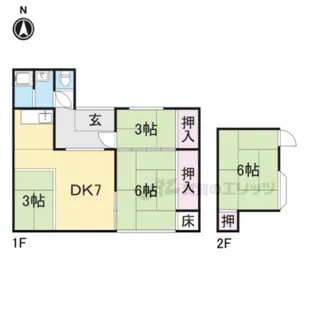 おかのべ荘【1号室】の間取り