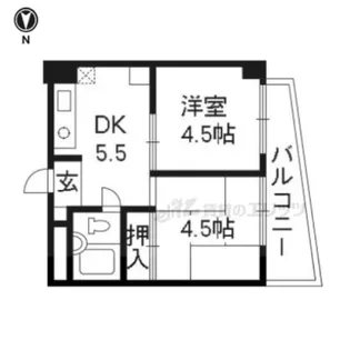 洛東マンション【2B号室】の間取り