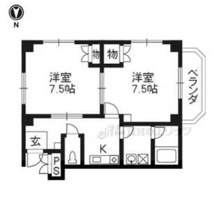 ジュネス四条大宮【102号室】の間取り