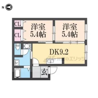 レジョナーレ大津京【102号室】の間取り