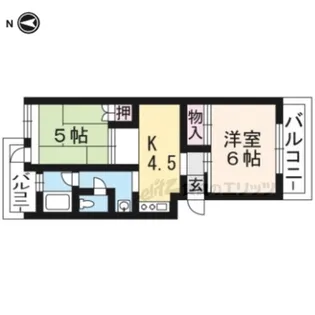 アビタ北白川【5F-19号室】の間取り