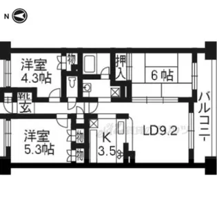 パインフィールド洛西【404号室】の間取り