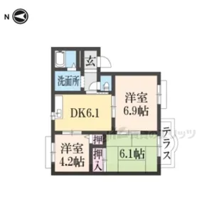 グランデージ【C102号室】の間取り