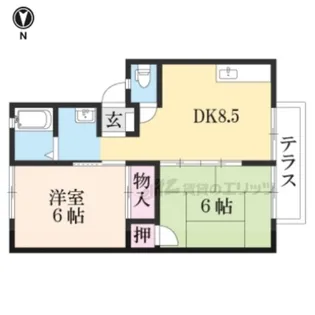 パティオインC棟【102号室】の間取り