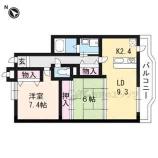 ガーデンハウス石山寺【301号室】の間取り
