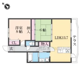 ガーデンハウス石山寺【102号室】の間取り