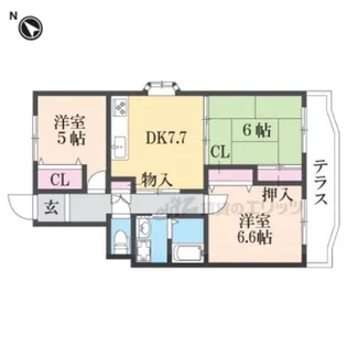ガーデンハウス石山寺【100号室】の間取り