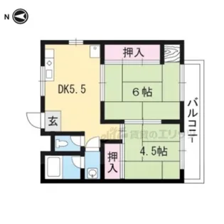 ウエストヒルズ桂【102号室】の間取り