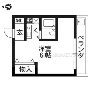 コテージ鹿王【202号室】の間取り