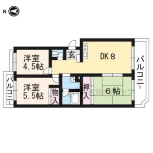 ヴィラ衣笠【201号室】の間取り