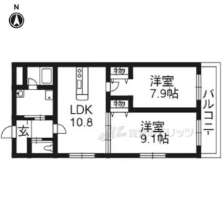 グランビュー櫃川【305号室】の間取り
