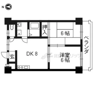 中マンション【308号室】の間取り