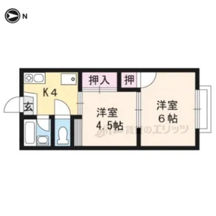 竹殿ハイツ【102号室】の間取り