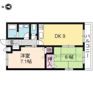 GREEN WOOD伏見【102号室】の間取り