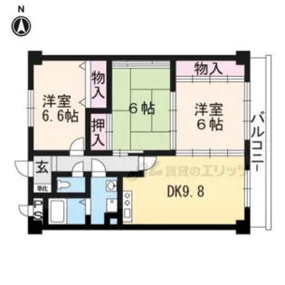 GREENFOREST松ヶ崎【303号室】の間取り