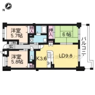 グリーンヒル嵐山【303号室】の間取り
