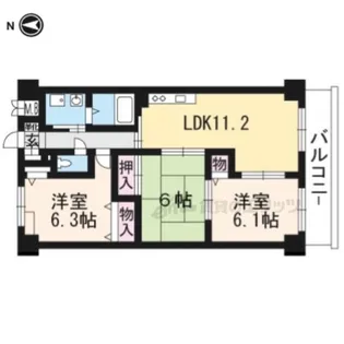 グランディール堀川【202号室】の間取り