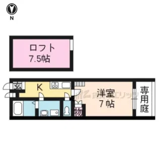 プラスワン衣笠【1-D号室】の間取り