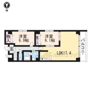 sawarabi御所【4B号室】の間取り