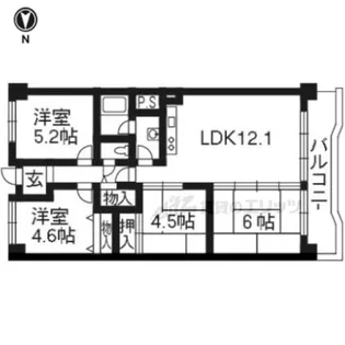 グランドマーレ久津川【104号室】の間取り
