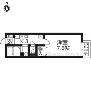 ヴィラ祝園【203号室】の間取り