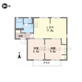 エクセレント桜ヶ丘B棟【102号室】の間取り