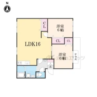ボヌール【202号室】の間取り