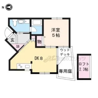 稲荷新風庵【202号室】の間取り