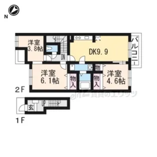 ジャルダン ドゥ トゥルヌスゥル【202号室】の間取り