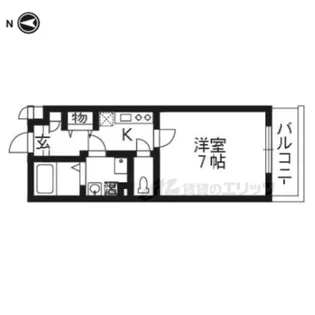 エリーフラッツ嵐山【1階】の間取り