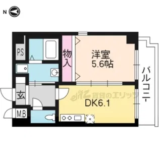 ヴェルメゾン御所西【801号室】の間取り