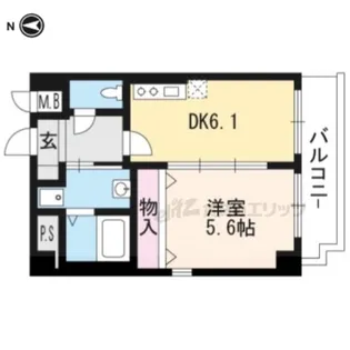 ヴェルメゾン御所西【201号室】の間取り