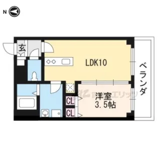 プリオーレ衣笠【103号室】の間取り