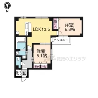 コモド御所南【303号室】の間取り